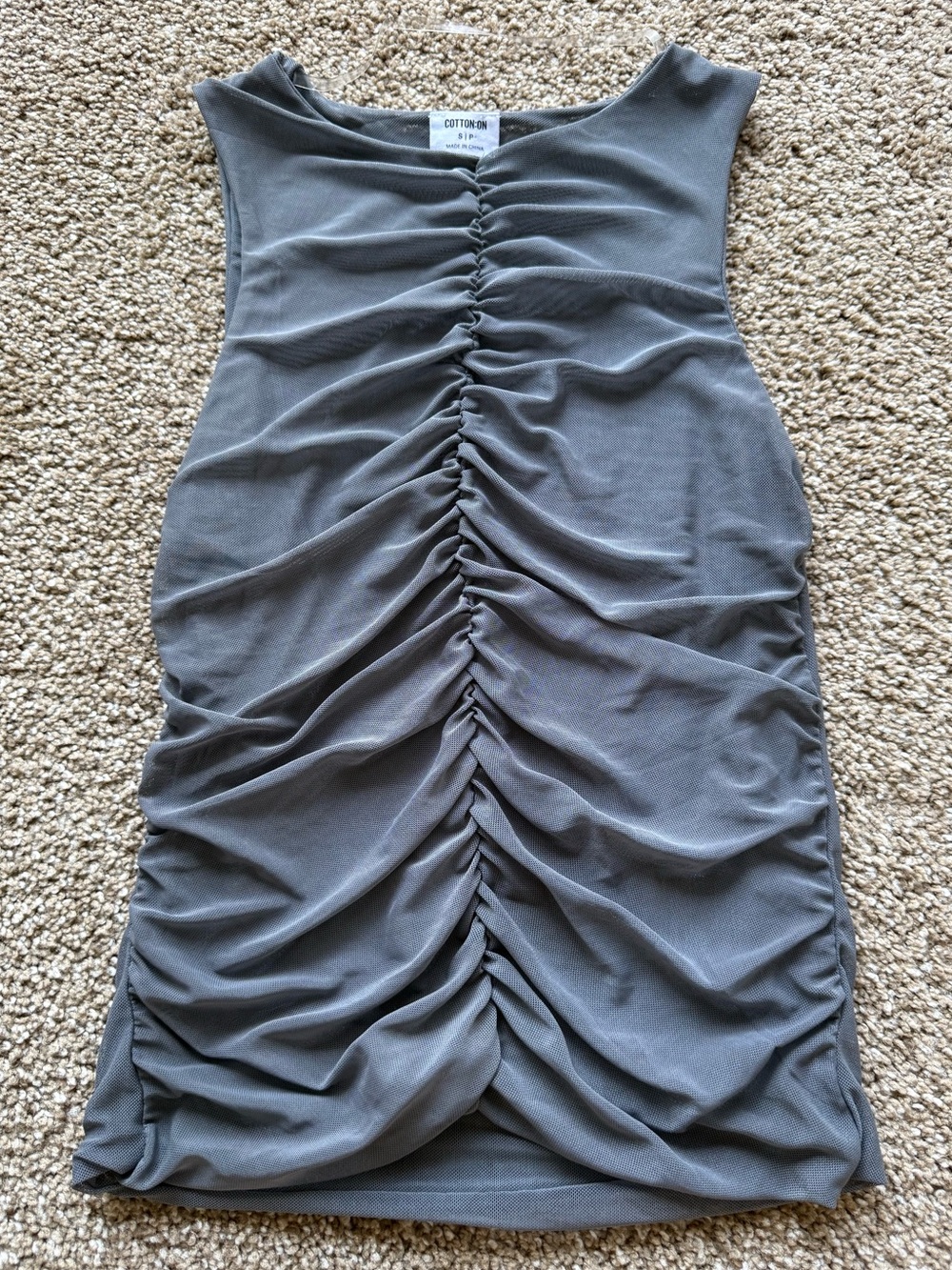 COTTON ON Ruched Gray Sleeveless Dress